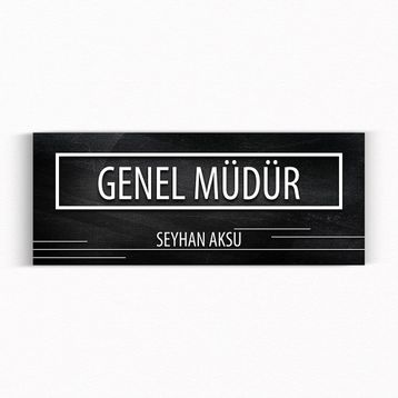 Leydi Collection Model 8 Siyah Mermer Doku Genel Müdür Duvar Kapı İsimliği