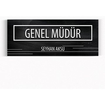 Leydi Collection Model 8 Siyah Mermer Doku Genel Müdür Duvar Kapı İsimliği