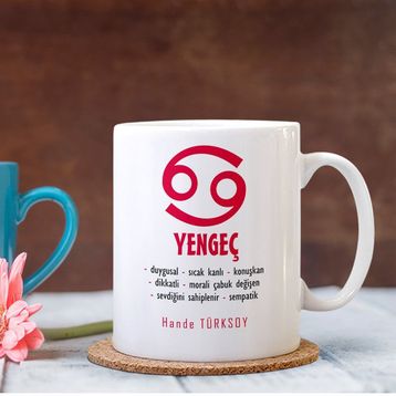 Leydi Collection Sevimli Yengeç Burcu Beyaz Kupa