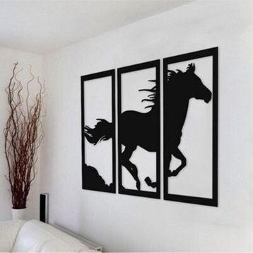 Leylaser 80x50 cm 3 mm Koşan At Figürlü Büyük Boy MDF Ahşap Duvar Panosu
