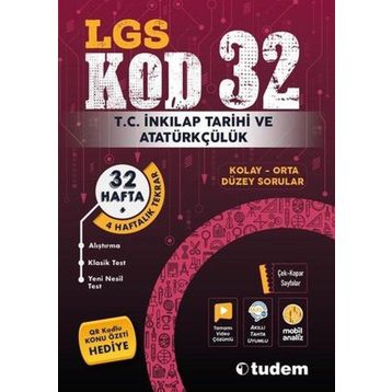 LGS T.C. İnkılap Tarihi ve Atatürkçülük Kod 32 Tekrar Testleri Tudem Yayınları