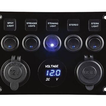Lhr 5 Anahtarlı Voltmetre ve USB Şarjlı Switch Panel