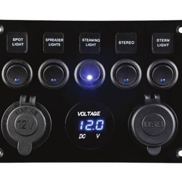 Lhr 5 Anahtarlı Voltmetre ve USB Şarjlı Switch Panel