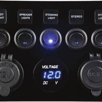 Lhr 5 Anahtarlı Voltmetre ve USB Şarjlı Switch Panel
