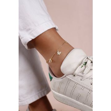 Lia Berto Altın Kaplama Kelebekli Şans Model 925 Ayar Gümüş Halhal