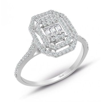Lilarote Pırlanta 0.45 ct Modern Tasarım Baget Kare Tektaş Yüzük