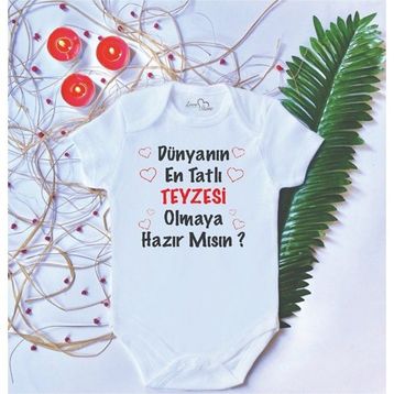 Limon 2 Yaş Beyaz Bebek Baskılı Teyze Pamuklu Çıtçıtlı Body Zıbın