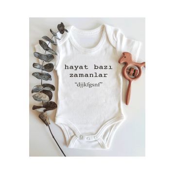 Limon Hayat Bazı Zamanlar Yazılı Kısa Kol Organik Bebek Body