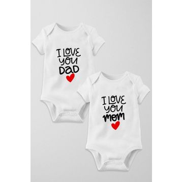 Limon I Love You Dad & Mom 2 Anne Baba Serisi Çıtçıtlı Bebek Body