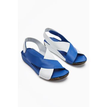 Limoya Margit Saks Çapraz Bantlı Kadın Comfort Sandalet