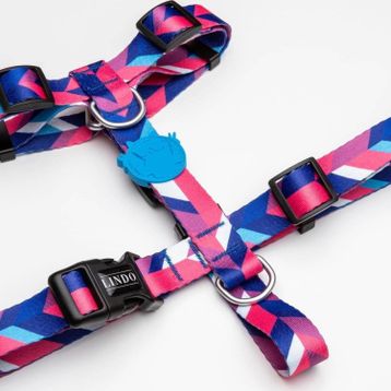 Lindo Dogs Pink Dream H Tipi Mavi Pembe Large Köpek Göğüs Tasması