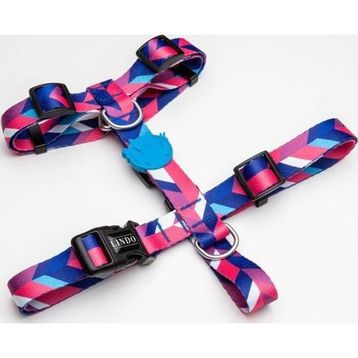 Lindo Dogs Pink Dream H Tipi Mavi Pembe Large Köpek Göğüs Tasması