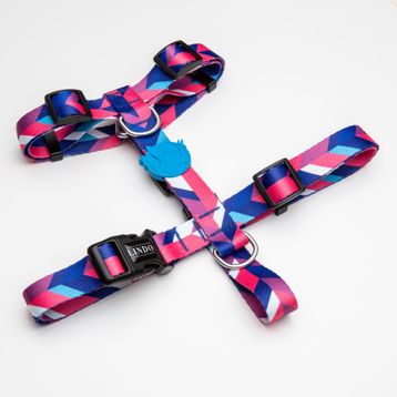 Lindo Dogs Pink Dream H Tipi Mavi Pembe Large Köpek Göğüs Tasması