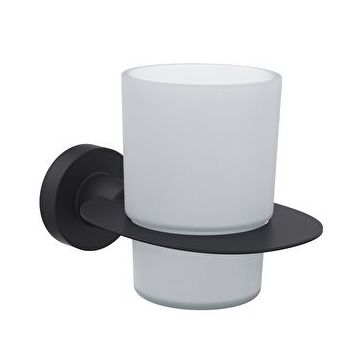 Line Bathroom MASTER Buzlu Cam Mat Siyah Diş Fırçalık