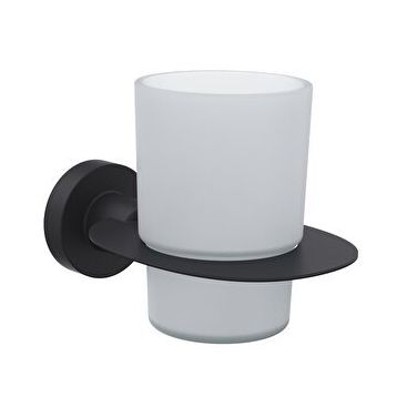Line Bathroom MASTER Buzlu Cam Mat Siyah Diş Fırçalık