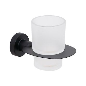 Line Bathroom MASTER Buzlu Cam Mat Siyah Diş Fırçalık