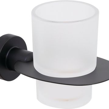 Line Bathroom MASTER Buzlu Cam Mat Siyah Diş Fırçalık