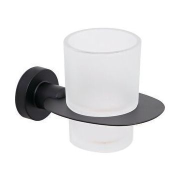 Line Bathroom MASTER Buzlu Cam Mat Siyah Diş Fırçalık