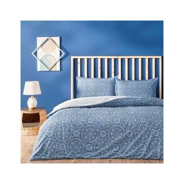 Linens Allday Tuiren Pamuk Saten Mavi Çift Kişilik Nevresim Takımı