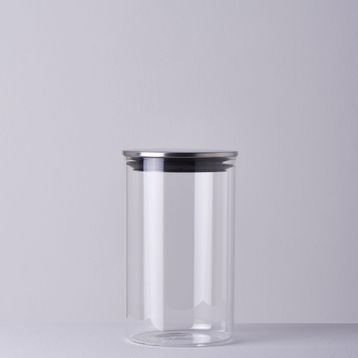 Linens Basic Cam Metal Kapak 10x10x17 cm Kavanoz