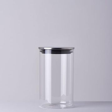 Linens Basic Cam Metal Kapak 10x10x17 cm Kavanoz