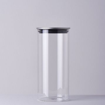 Linens Basic Cam Metal Kapak 10x10x22 cm Kavanoz