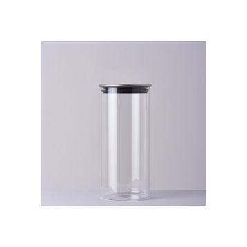 Linens Basic Cam Metal Kapak 10x10x22 cm Kavanoz