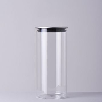 Linens Basic Cam Metal Kapak 10x10x22 cm Kavanoz