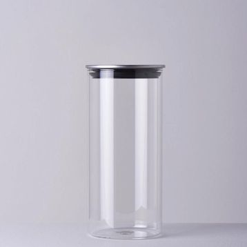 Linens Basic Cam Metal Kapak 10x10x22 cm Kavanoz