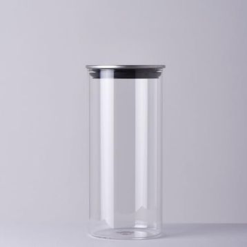 Linens Basic Cam Metal Kapak 10x10x22 cm Kavanoz