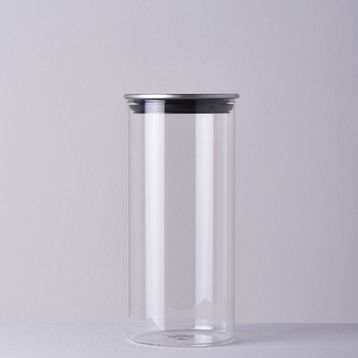 Linens Basic Cam Metal Kapak 10x10x22 cm Kavanoz
