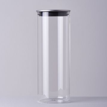 Linens Basic Cam Metal Kapak 10x10x28 cm Kavanoz