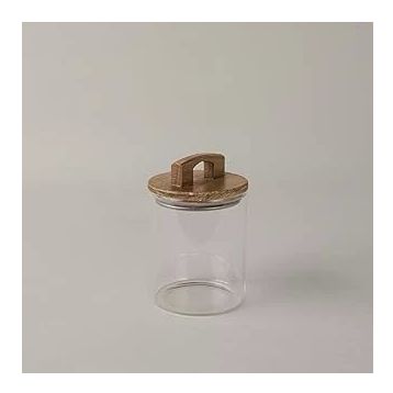 Linens Handle Cam Akasya Kapak 10x10x14 cm Kavanoz