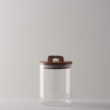 Linens Handle Cam Akasya Kapak 10x10x14 cm Kavanoz
