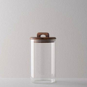 Linens Handle Cam Akasya Kapak 10x10x19 cm Kavanoz