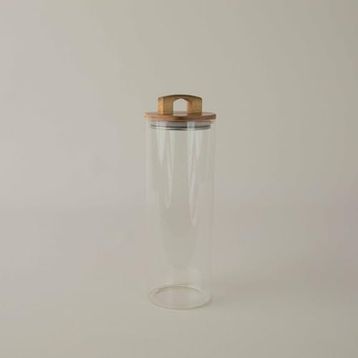 Linens Handle Cam Akasya Kapak 10x10x30 cm Kavanoz