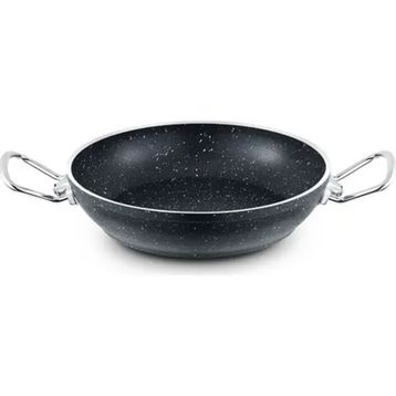 Lines Menemen Aşkı Cam Kapaklı 28 cm Siyah Granit Tava
