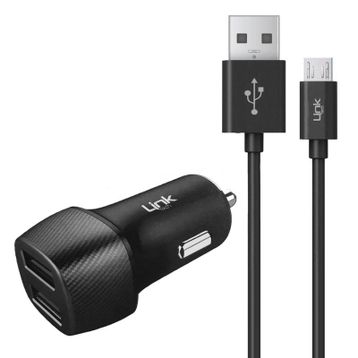 Linktech C491 2.4A 2X USB Araç Şarj Aleti ve Micro USB Kablo Set