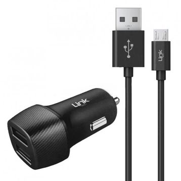 Linktech C491 2.4A 2X USB Araç Şarj Aleti ve Micro USB Kablo Set