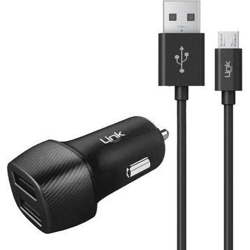 Linktech C491 2.4A 2X USB Araç Şarj Aleti ve Micro USB Kablo Set