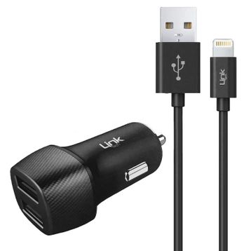 Linktech C492 2.4A 2x USB Araç Şarj Aleti ve Lightning USB Kablo Set