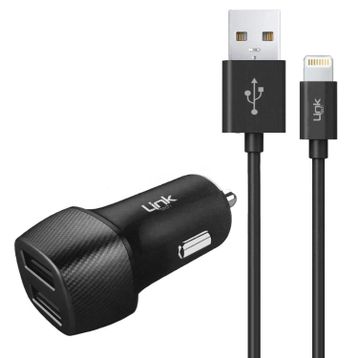 Linktech C492 2.4A 2x USB Araç Şarj Aleti ve Lightning USB Kablo Set