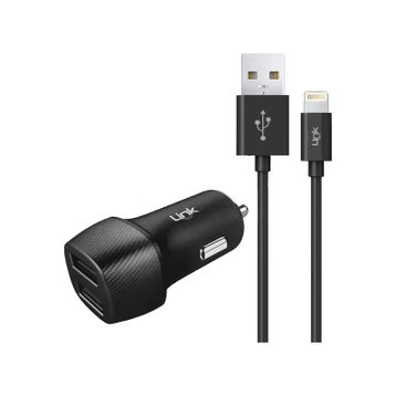 Linktech C492 2.4A 2x USB Araç Şarj Aleti ve Lightning USB Kablo Set