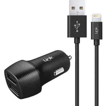 Linktech C492 2.4A 2x USB Araç Şarj Aleti ve Lightning USB Kablo Set