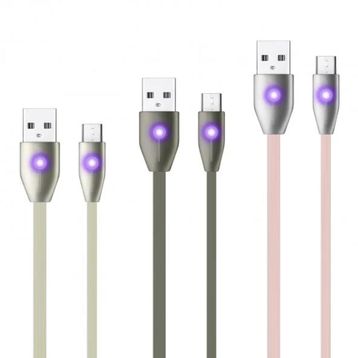 Linktech K484 Micro Usb Yassı Işıklı 1.2 mt Şarj ve Data Kablosu