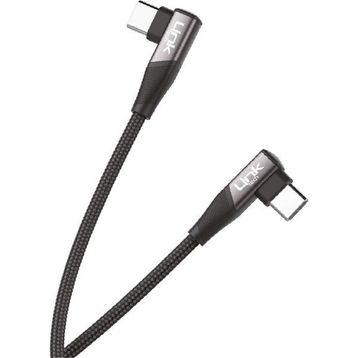 Linktech K595 Safe Siyah 60W 1.5 mt Type-C-Type-C 90 Derece Data Şarj Kablosu