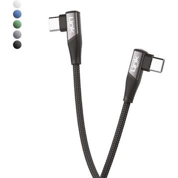 Linktech K595 Safe Siyah 60W 1.5 mt Type-C-Type-C 90 Derece Data Şarj Kablosu