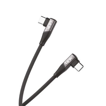 Linktech K595 Safe Siyah 60W 1.5 mt Type-C-Type-C 90 Derece Data Şarj Kablosu