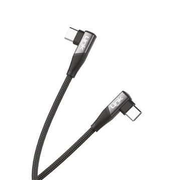 Linktech K595 Safe Siyah 60W 1.5 mt Type-C-Type-C 90 Derece Data Şarj Kablosu
