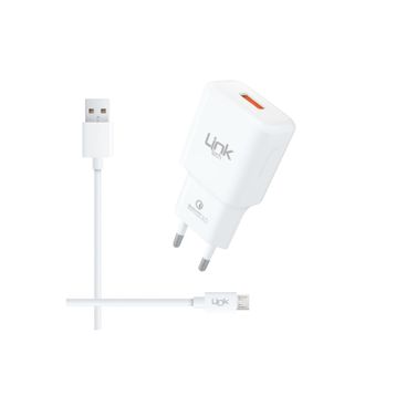 Linktech T441 12W 2.4A QC3.0 Hızlı Şarj Aleti ve Micro USB Kablo Set